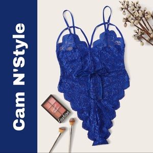 New Sexy Blue Lace Teddy Bodysuit